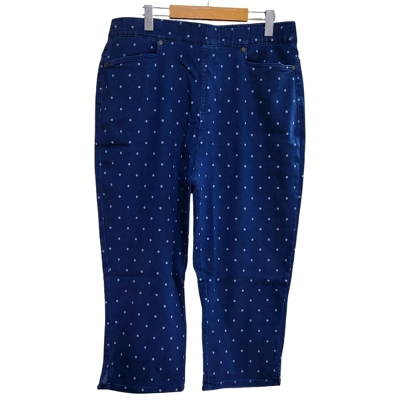 Denim Moves Stretch Pull-On Polkadot Jean Capris Size XL NWOT - Picture 2 of 7